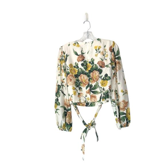 Zimmermann White Silk Ivory Garden Floral Zippy Wrap Bodice Blouse Size 10 - Picture 12 of 15